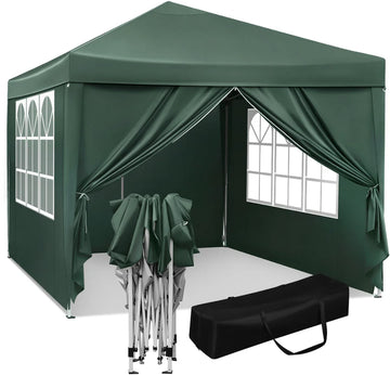 Happyment Partytent met zijwanden - Groen - Opvouwbaar - Easy up - Paviljoen - Waterdicht weerbestendig - 3x3 m