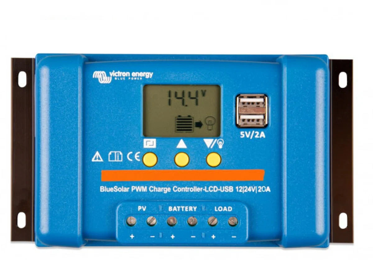 Set Flexibel Zonnepaneel 200Wp 12V Caravan, Camper, Boot, Tent of Tuinhuisje - Victron Energy BlueSolar PWM 20A LCD&USB laadregelaar - Zonnepaneel Compleet Pakket - Plug & Play set, schematische tekening en handleiding - Monokristallijn