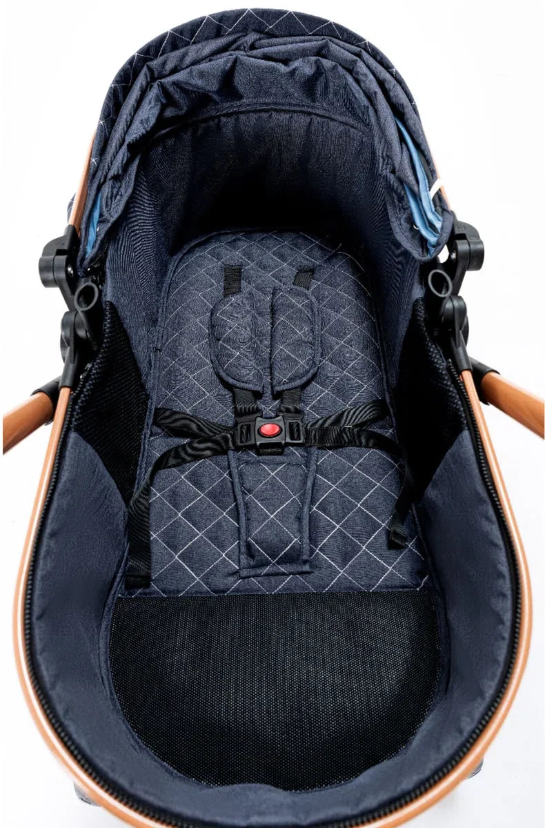 3-in-1 Stroller - Luxury Stroller - Buggy - Pram - Multifunctional - Foldable - Including Car Seat - Blue