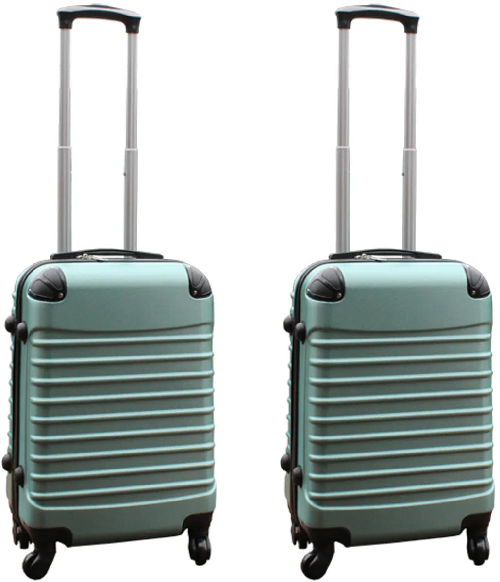 Kofferset 2-delig ABS handbagage koffers - met cijferslot - 39 liter - groen