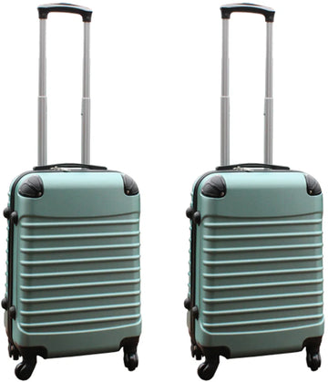 Kofferset 2 delig ABS handbagage koffers - met cijferslot - 39 liter - groen