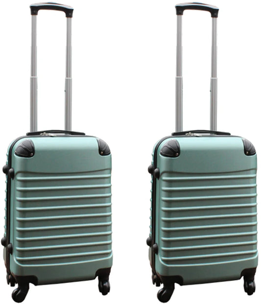 Kofferset 2-delig ABS handbagage koffers - met cijferslot - 39 liter - groen