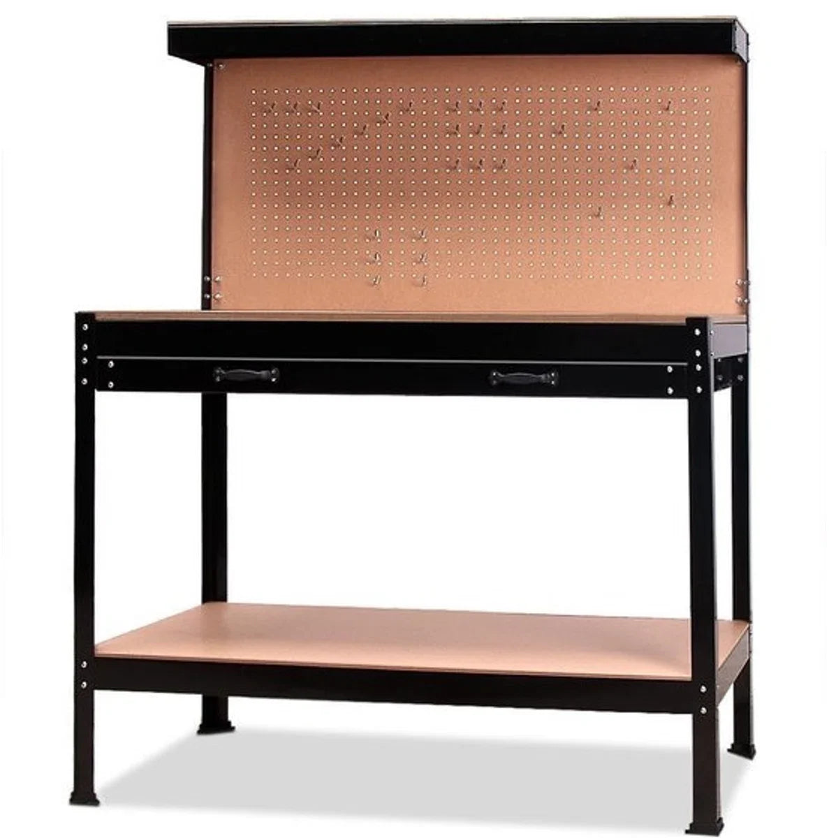 Workbench/Work table - Metal / MDF - Incl. pegboard & drawer