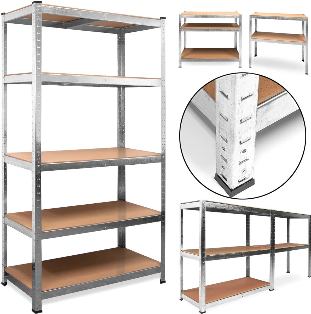7House Heavy-Duty metalen opbergrek/stellingkast met 5 legborden - 875kg draagvermogen - (HxBxD) 180x90x60 cm - 175kg per plank