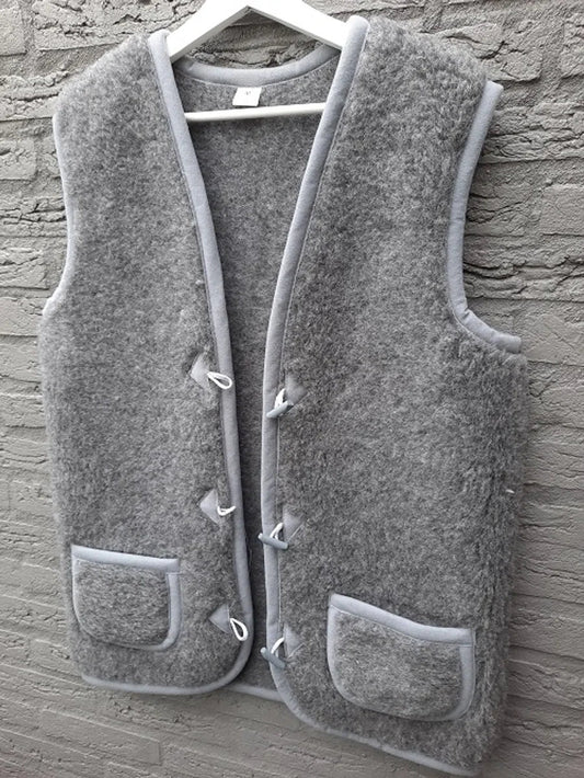 Sheep wool body warmer 100% natural product - Grey - sheep wool - Size M - vest - wool