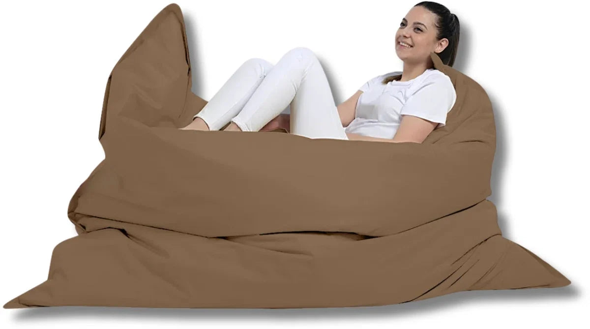 Large Pillow Bean Bag, Seat Cushion 100x150, Fatboy, Adults & Children, Indoor Outdoor-Mocha Brown