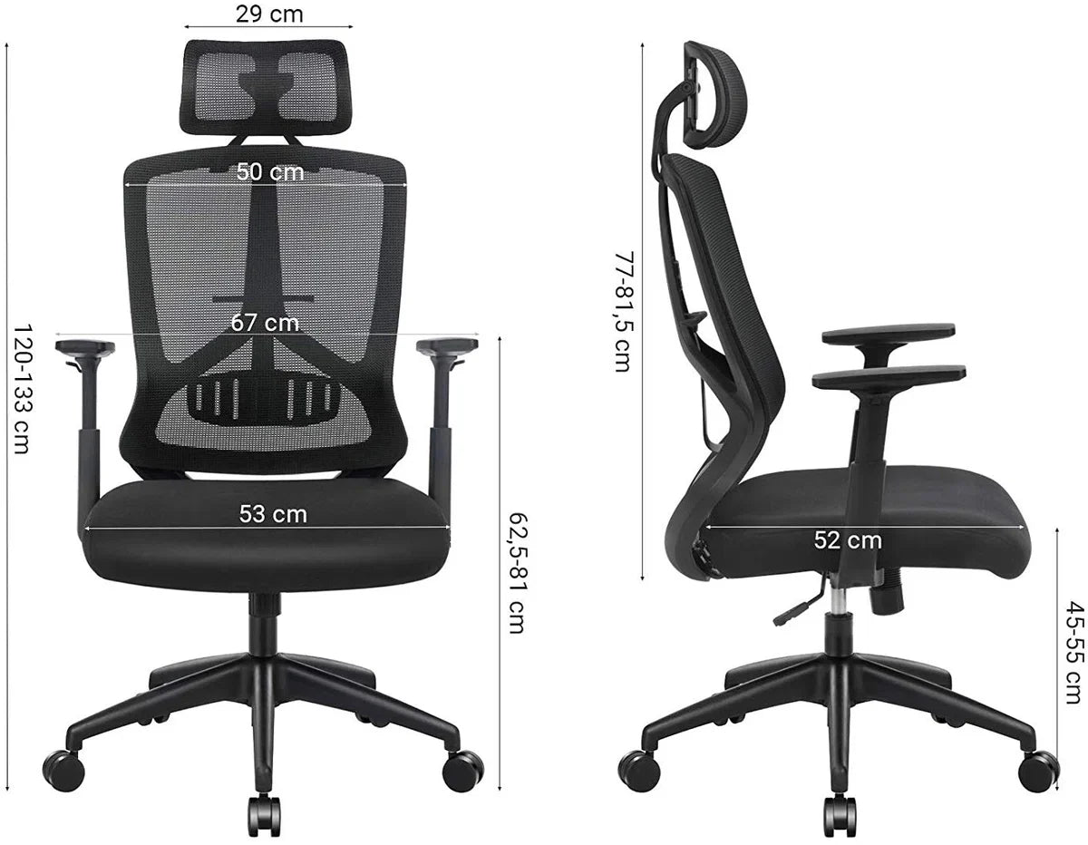 Ergonomische Bureaustoel - Comfortabele en Verstelbare Bureaustoel - Zwart