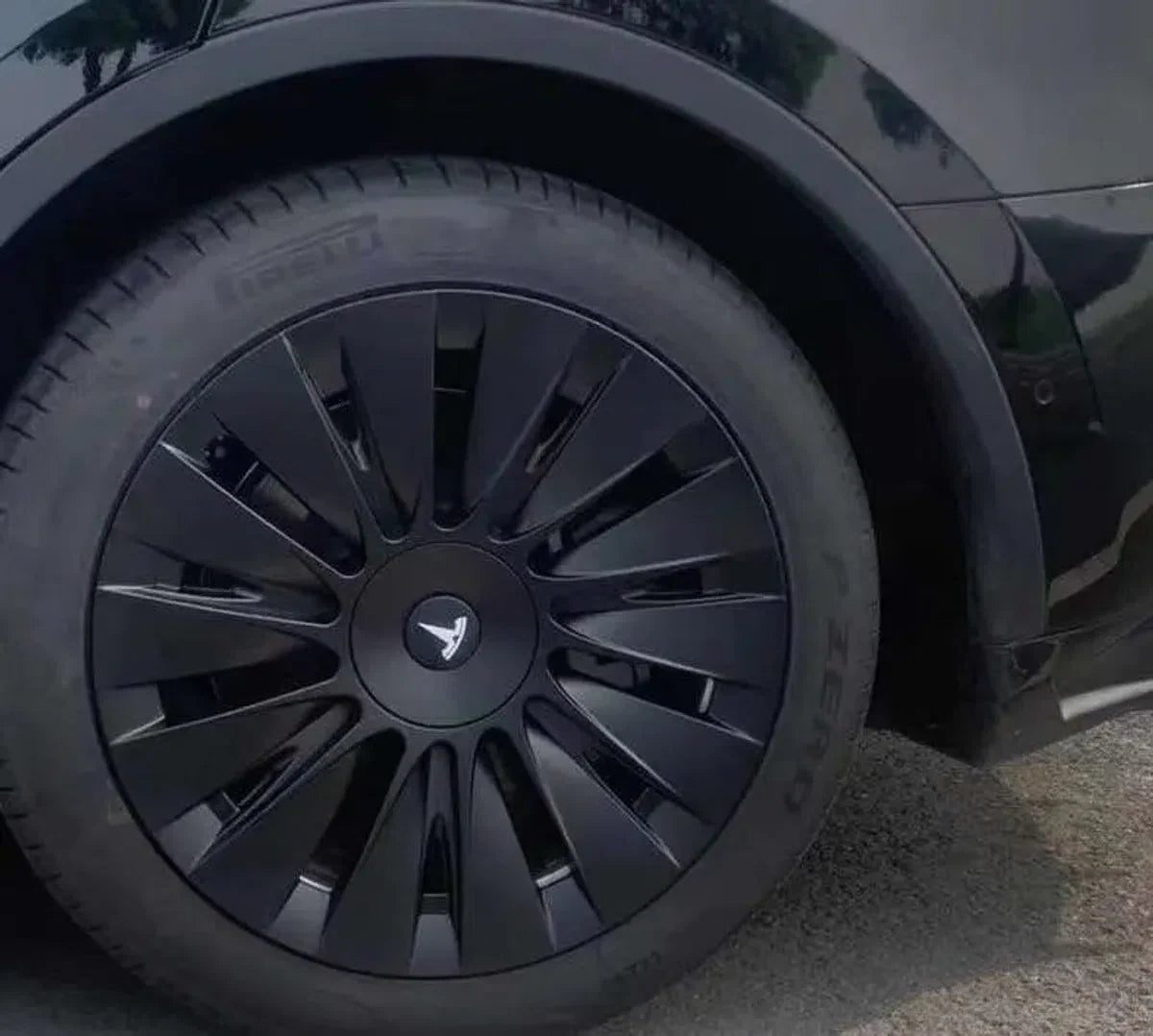 Wheel covers suitable for Tesla Model Y - Matte black Performance 14-spoke wheel cap set - upgrade for 19 inch - Protective foam layer for rims - Car Exterior Accessories Netherlands and Belgium