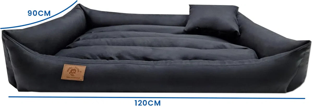 XXL Dog bed in black artificial leather - dog cushion dog sofa cat bed dog basket - waterproof
