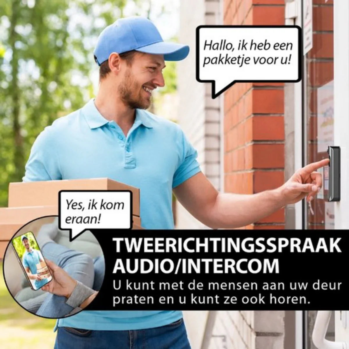 Video V5 - deurbel met camera – NL Handleiding – Draadloze deurbel met camera – inclusief gong + 3 oplaadbare batterijen – Video deurbel