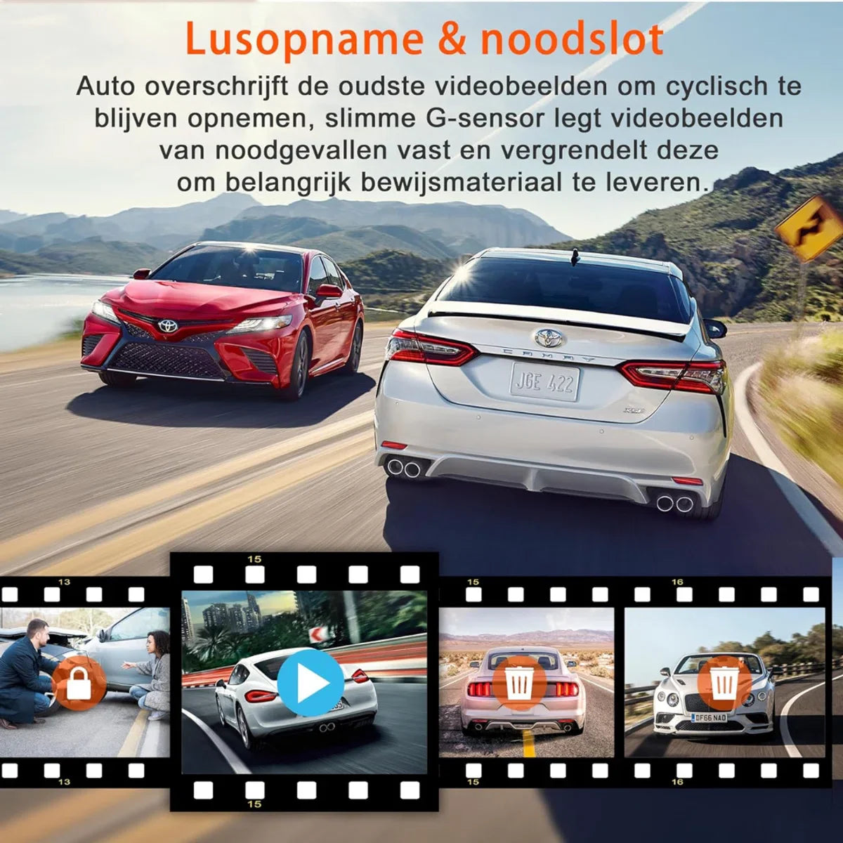 Dual Dashcam - Capture Front and Rear Car Footage - Automatically Secure Insurance Evidence - 1080P Camera - Full HD - With SD Card