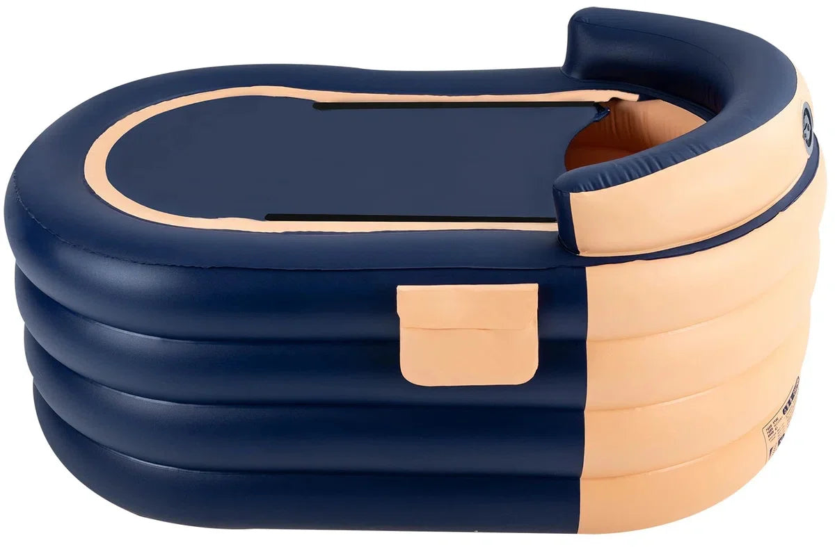 Inflatable Bath – Inflatable Bathtub - Includes Electric Pump and Drain Hose - Sit-up Bath for Adults and Children - Ice Bath - Bathtub - Inflatable Pool - Foldable Bath - 140x84x74cm - Inflatable Bath - Bathtub - Blue Orange