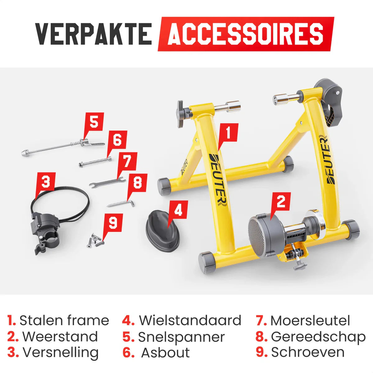 RYCE ® Fietstrainer - Indoor - Hometrainers - Rollenbank - Fietstrainers - Senioren - 26-28 inch wielen - 700C wielen - Geel
