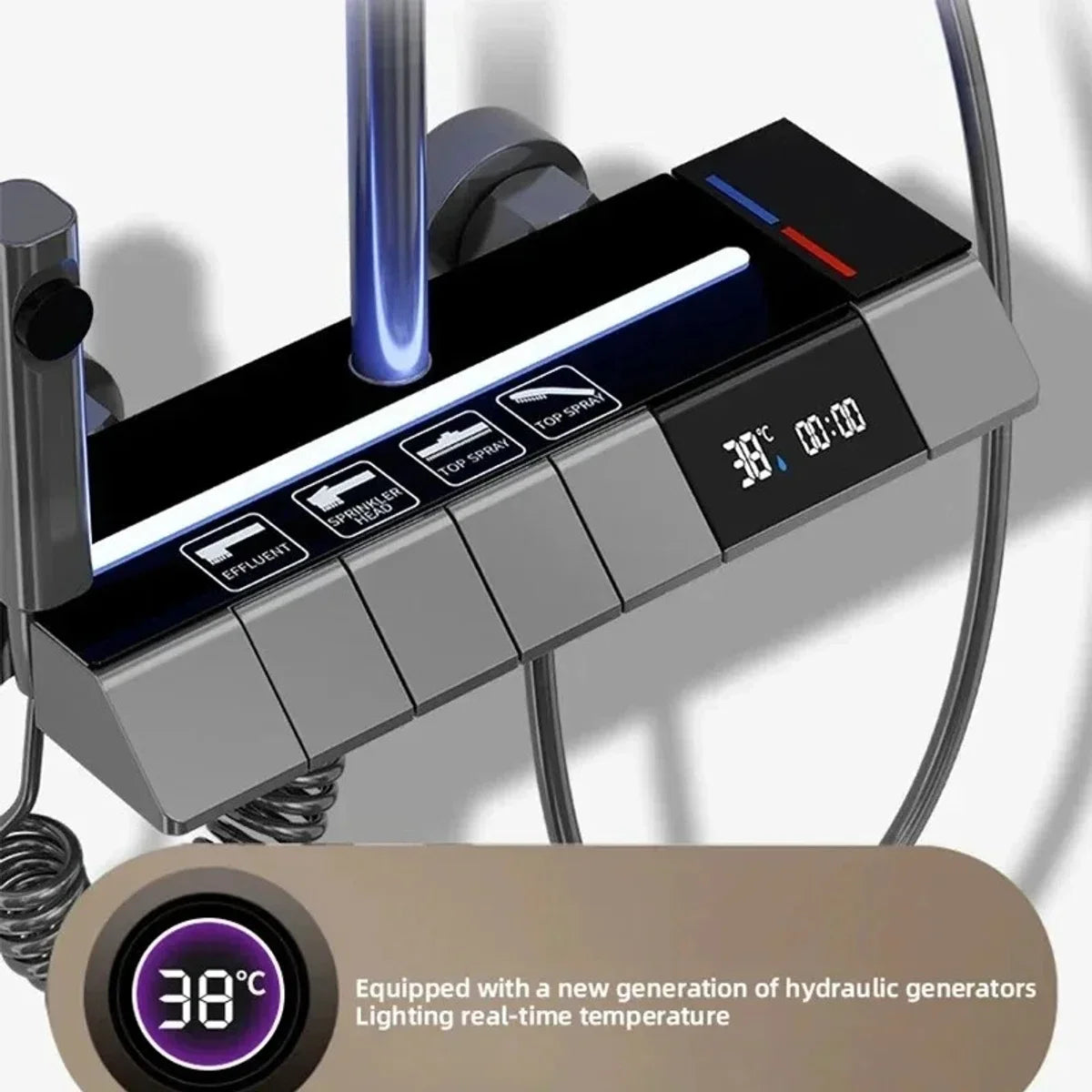 Digital Shower System - Stainless Steel/ABS/PVC - Shower Head - LED - Rainfall Shower - Bathroom - Shower - Shower System - Thermostatic