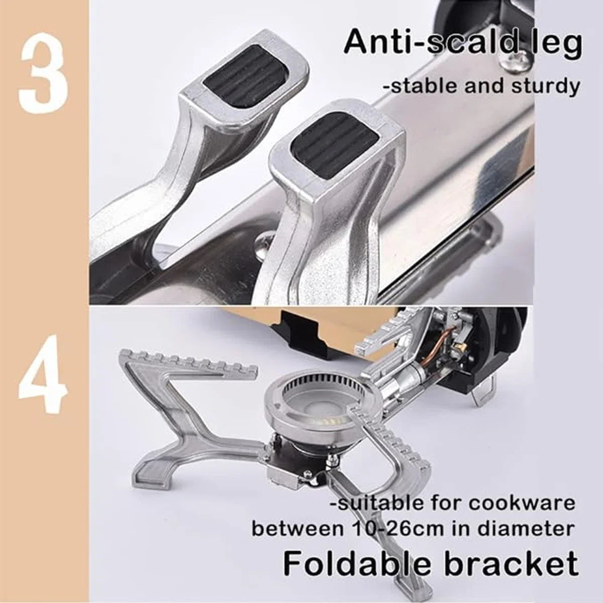 Camping Kooktoestel - Wit - Compatibel met Gaspatronen 227g, Camping Gas Cooker opvouwbaar met Foedraal, Opvouwbaar Campingfornuis, met piëzo ontsteking voor binnen/buiten, Camping Gasbrander. Onmisbaar bij Noodpakket, Backpack, Visspullen.