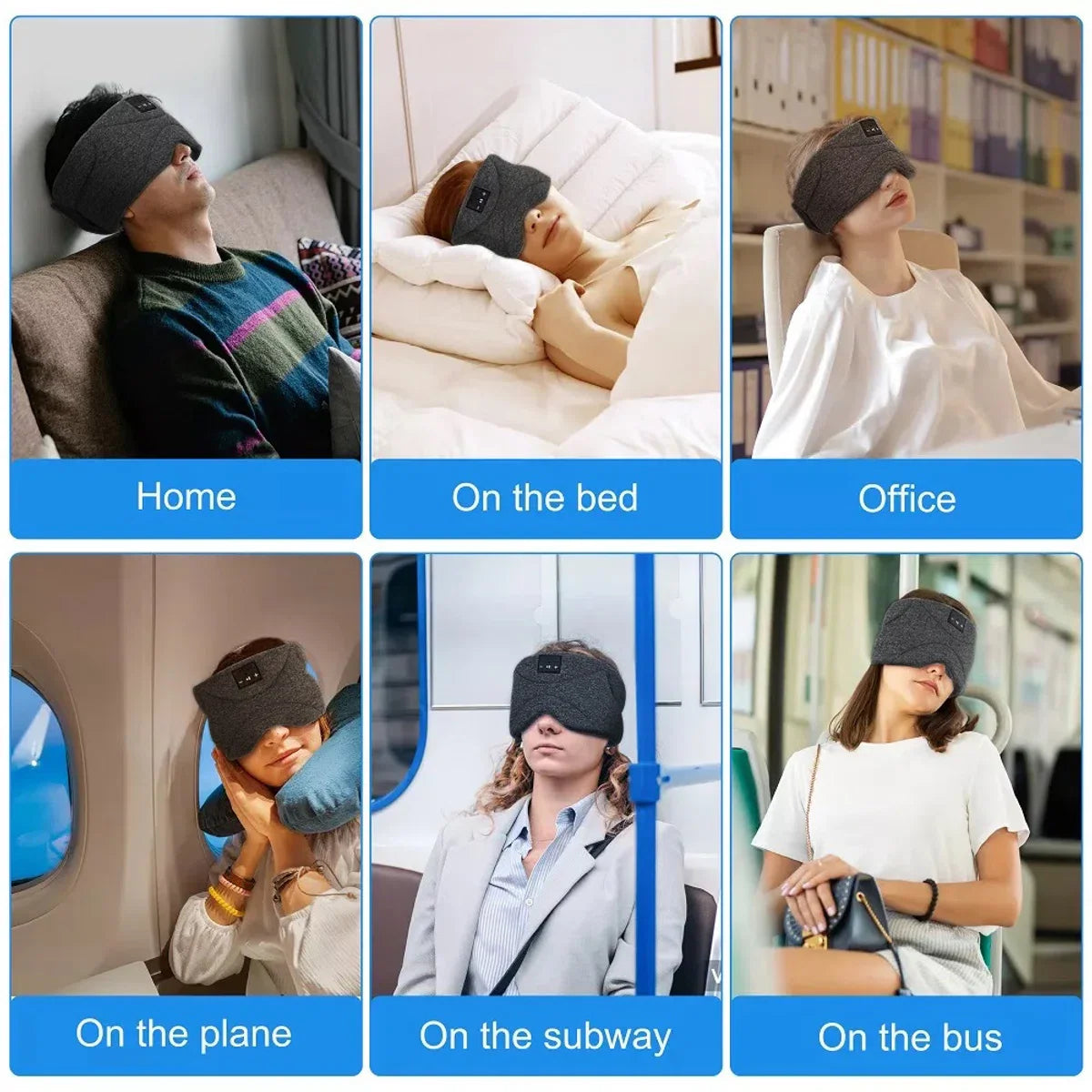 Bluetooth slaapmasker (premium) - Beste keuze - 100% verduisterend - Ultraplatte 'spons speakers' (perfect voor zijslapers) - Koel en ademend materiaal - Volledig verstelbaar - Excellente geluidskwaliteit - Batterij: 13 uur - Antraciet (limited)