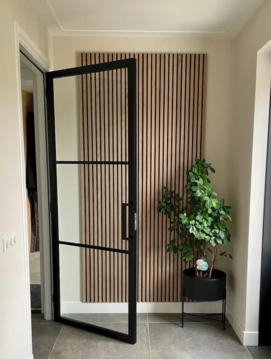 Eiken houtfineer Naturel Promo - Akoestisch Houten Wandpaneel - 240 x 60 cm | Echt Hout | Houten latten | Akupanel | Wanddecoratie| 3D Wandpanelen | Muurdecoratie | Lattenwanden | Wood panels | Eikenhoutfineer