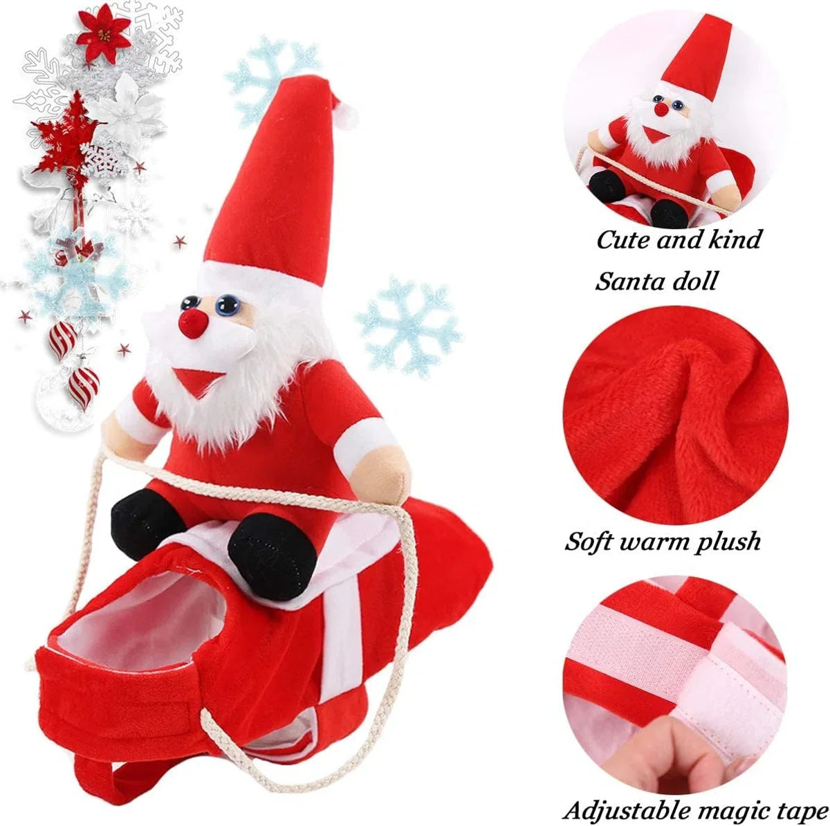 Hondenkerstkostuum Grappige Hondenkerstoutfit Rijden op Huisdier Kat Hond Huisdier Kerstkostuum Aankleden Halloween Kerstfeest