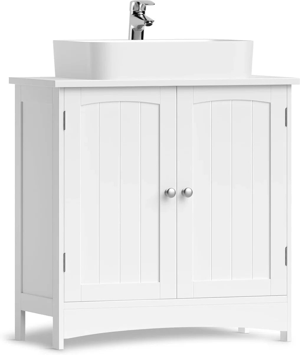Washbasin Base Cabinet With Siphon Cut-out - Bathroom Washbasin Cabinet Siphon Storage Furniture Cabinet - White