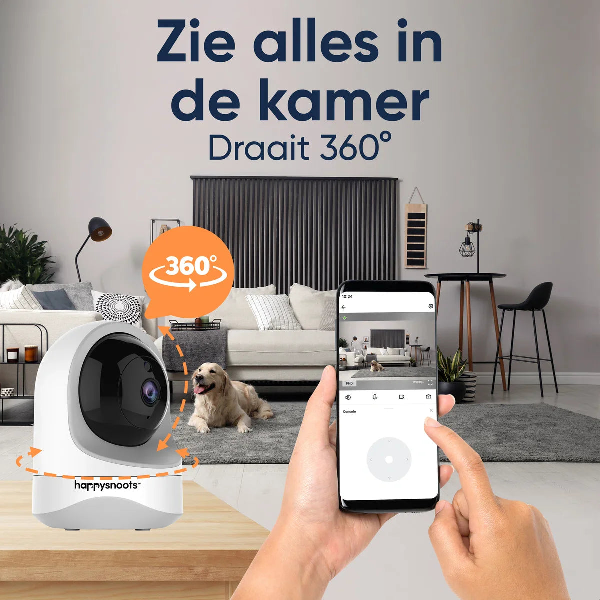 1080P Pet Camera met App - 360° Honden Camera - Hondencamera - Huisdier / Pet Cam - Voor Hond / Kat / Huisdieren