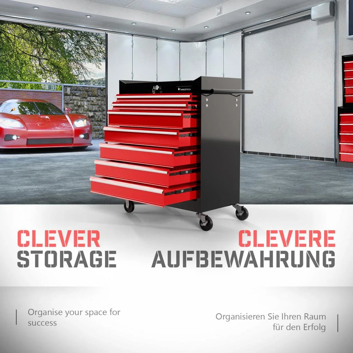 Tool trolley XXL - 7 drawers - Red / black
