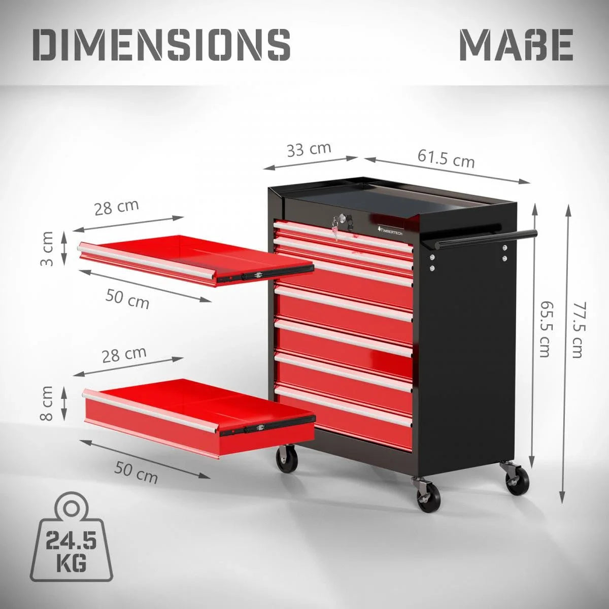 Tool trolley XXL - 7 drawers - Red / black
