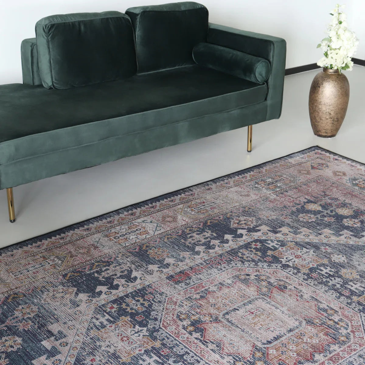 Vintage vloerkleed 200x300cm rood blauw Perzisch oosters tapijt