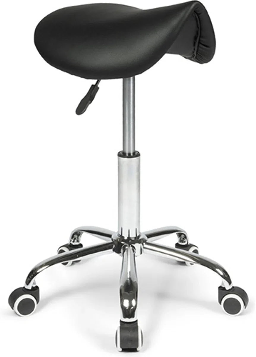 Basic Zadelkruk - Kapperskruk - Tabouret - Op hoogte instelbaar - Min. 62 cm - Max. 75 cm - Zwart