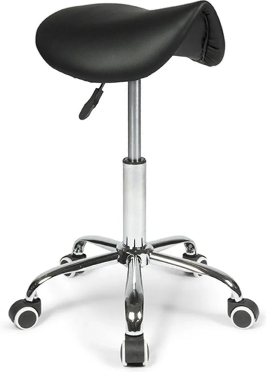 Basic Zadelkruk - Kapperskruk - Tabouret - Op hoogte instelbaar - Min. 62 cm - Max. 75 cm - Zwart