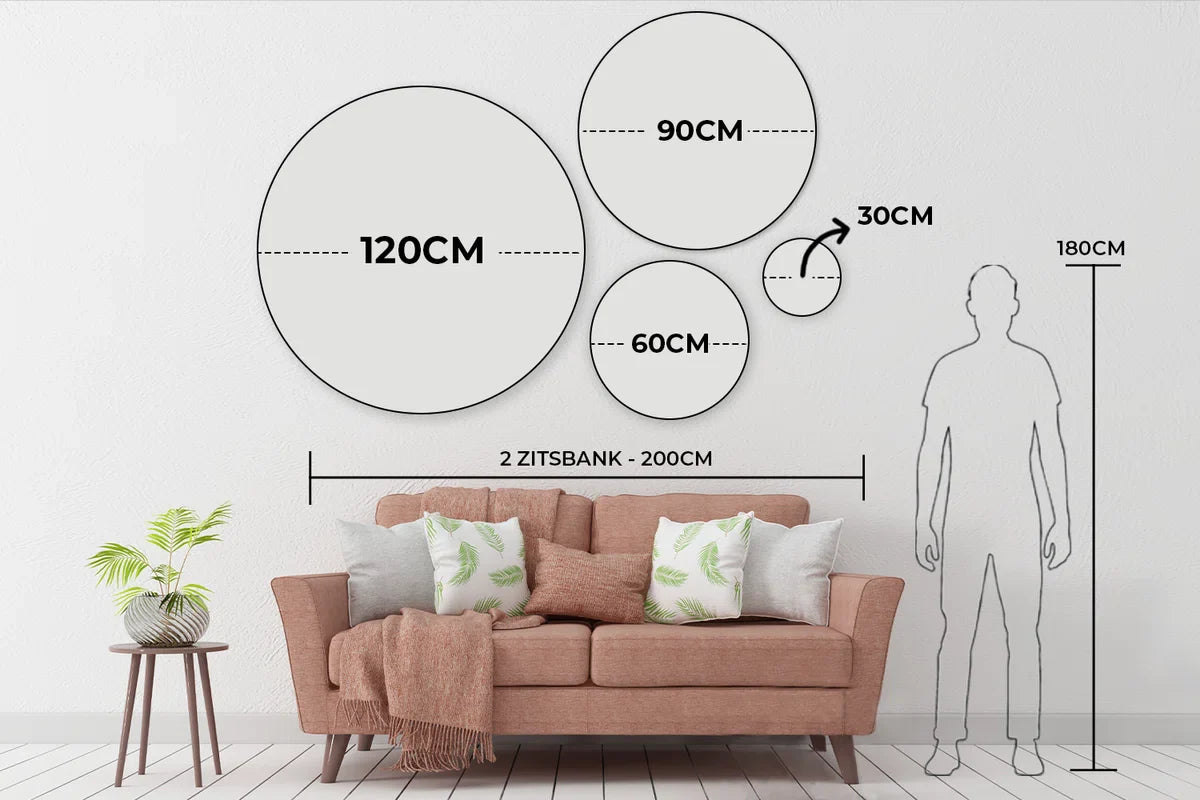 WallCircle® Wandcirkel 60x60 cm - Muurcirkel Stilleven - Bloemen - Boeket - Vaas - Wijn - Kunst - Muurdecoratie woonkamer - Wanddecoratie slaapkamer - Keuken - Kamer decoratie accessoires - Ronde schilderijen - Woonaccessoires