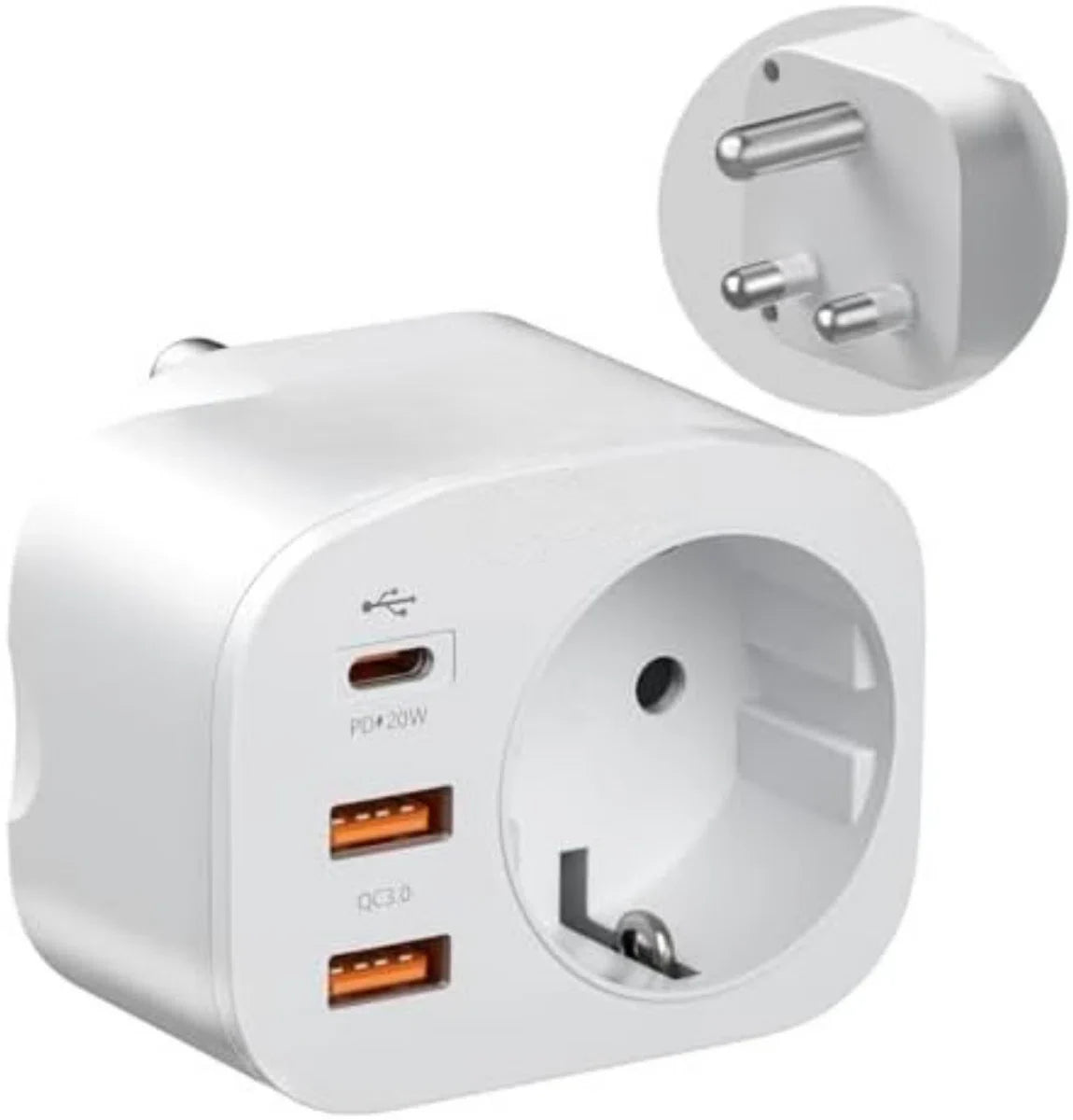 Travel plug type M - Travel plug M - Travel plug Africa - Travel plug South Africa - White
