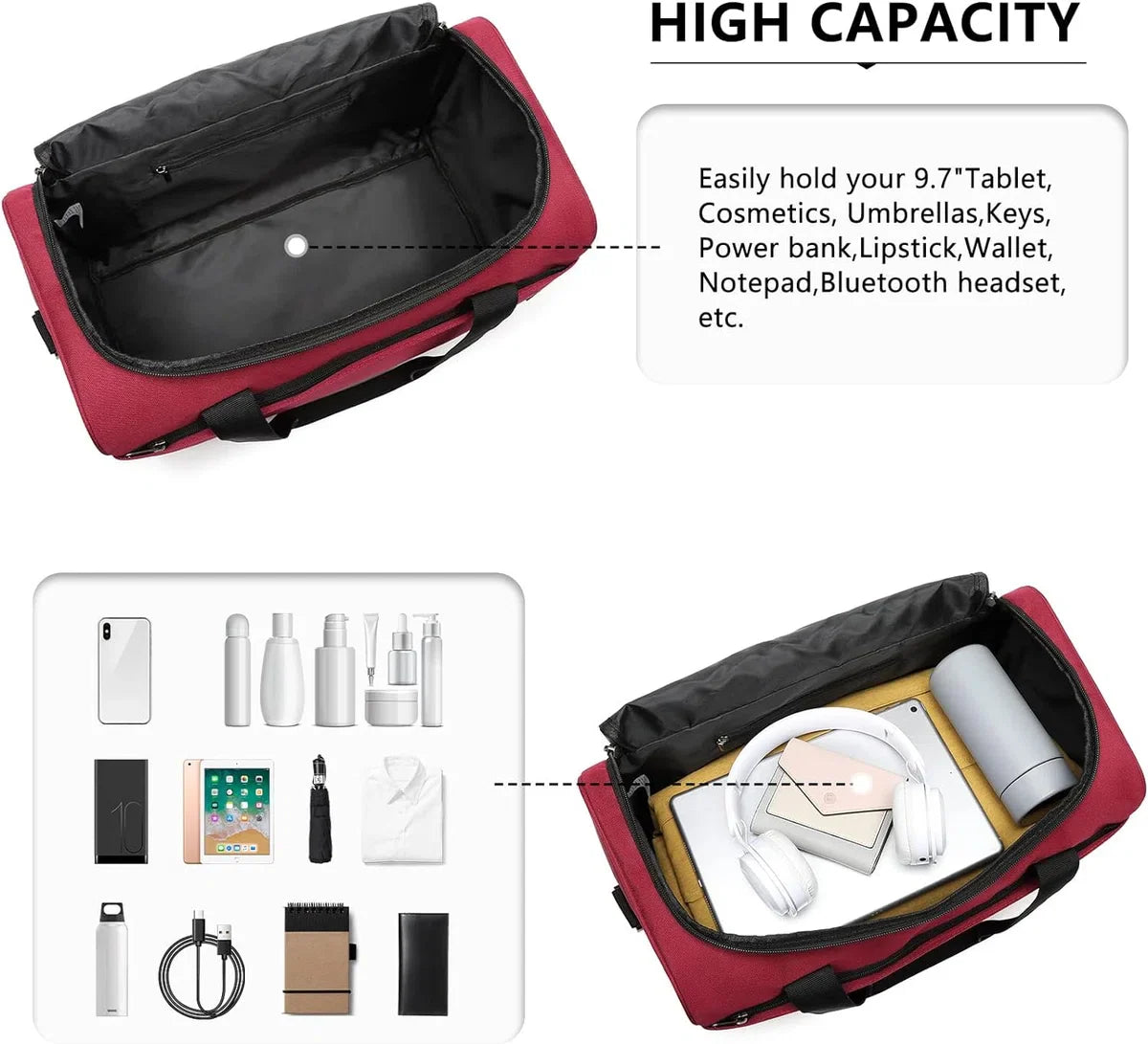 40x20x25 handbagage reistas voor in het vliegtuig bagage weekender grote maximale handbagage voor mannen en vrouwen met schouderband
