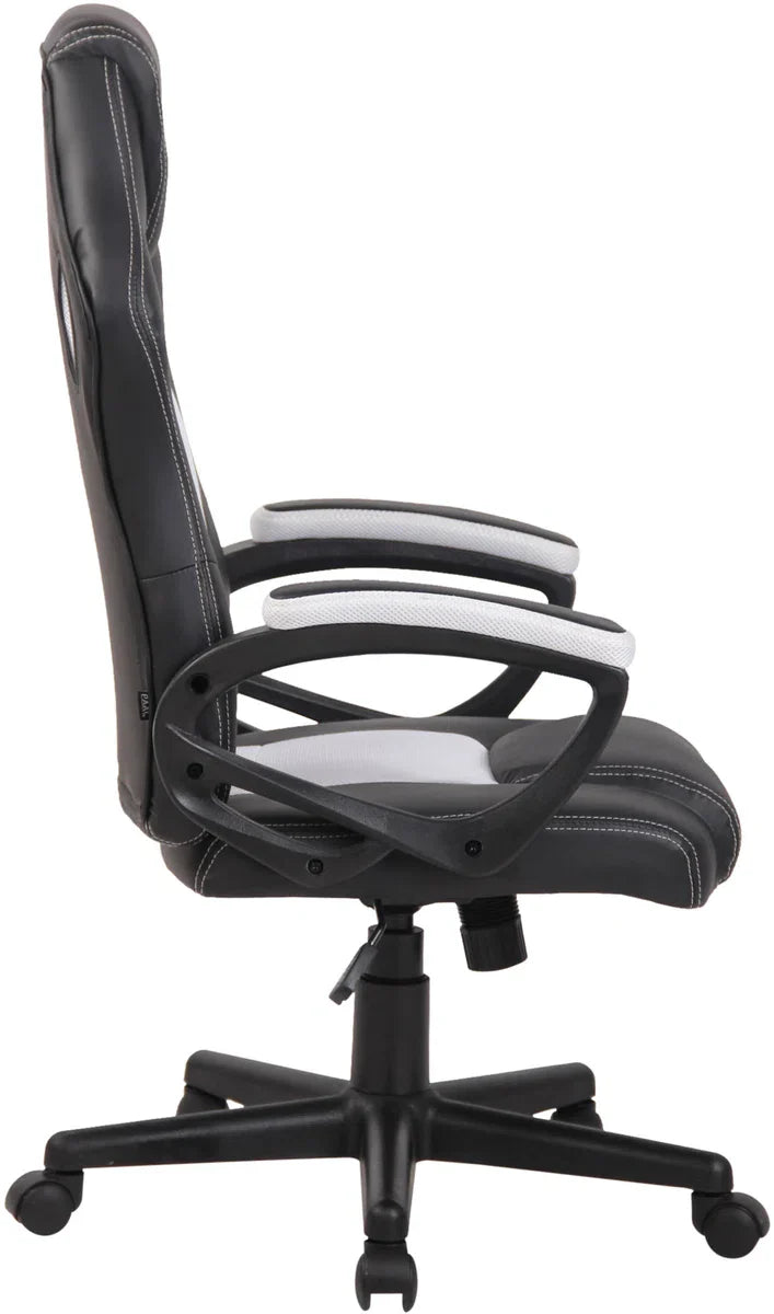 CLP Fire Bureaustoel Kunstleer | Kantoorstoel met Zithoogte: 49 -59 cm wit