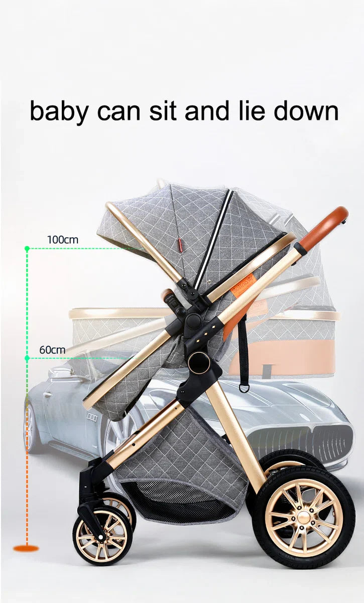 Luxe 3-in-1 Multifunctionele Combi Kinderwagen – Hoogwaardige Buggy – Inklapbare Wandelwagen – Lichtgrijs – Incl. Autostoel
