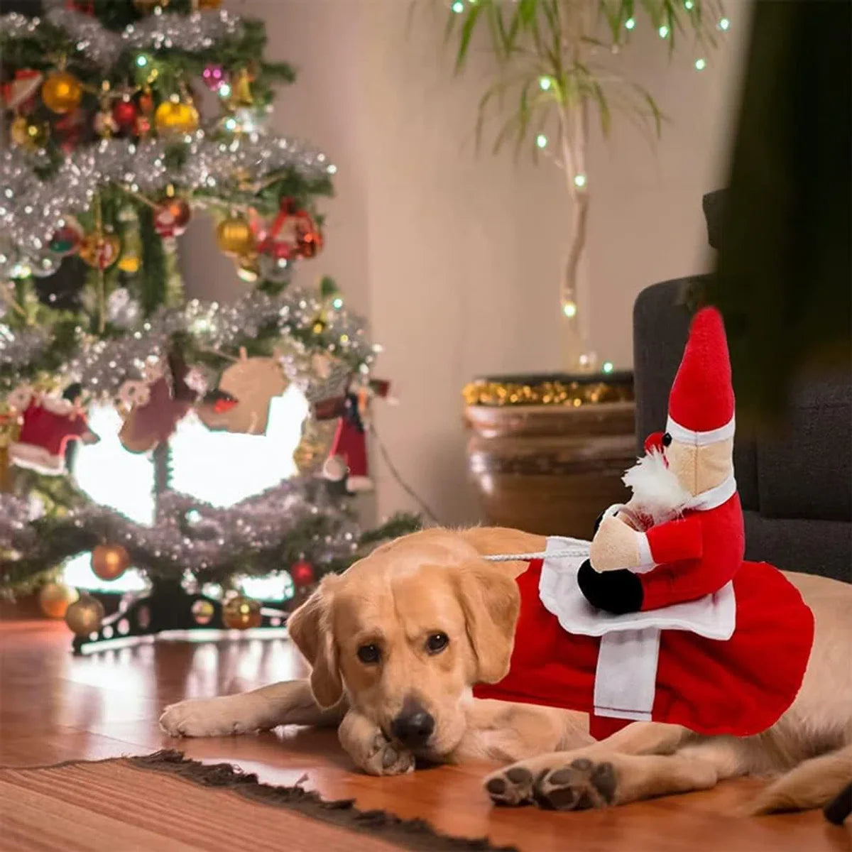 Hondenkerstkostuum Grappige Hondenkerstoutfit Rijden op Huisdier Kat Hond Huisdier Kerstkostuum Aankleden Halloween Kerstfeest
