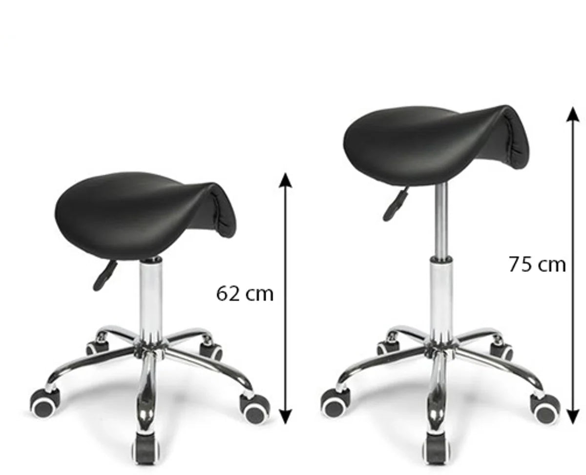 Basic Zadelkruk - Kapperskruk - Tabouret - Op hoogte instelbaar - Min. 62 cm - Max. 75 cm - Zwart