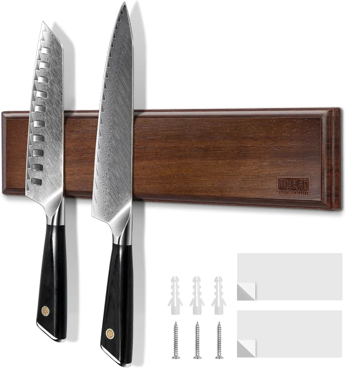 Magnetic Knife Holder - Super Strong Magnet with VHB Tape - Knife Storage - Kitchen Organizer - Acacia Wood
