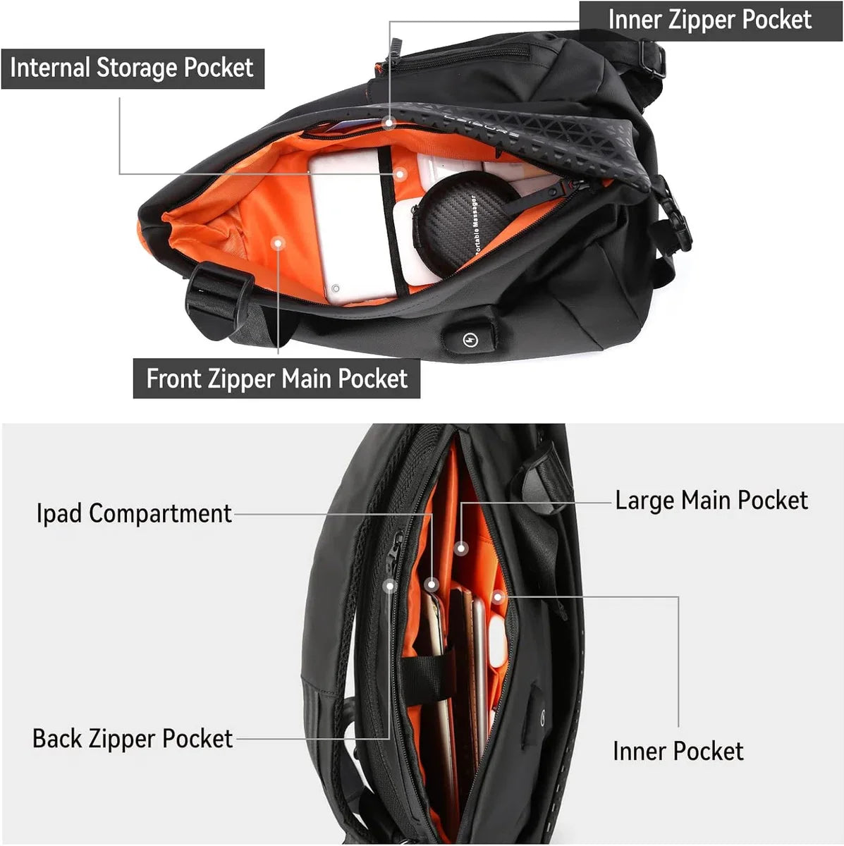Sling Backsuck Sport Outdoor Borstzak Crossbag Schoudertas voor heren Sling Bag Crossbody Rugzak voor Camping Gym Reizen Wandelen, C-zwart (groot)