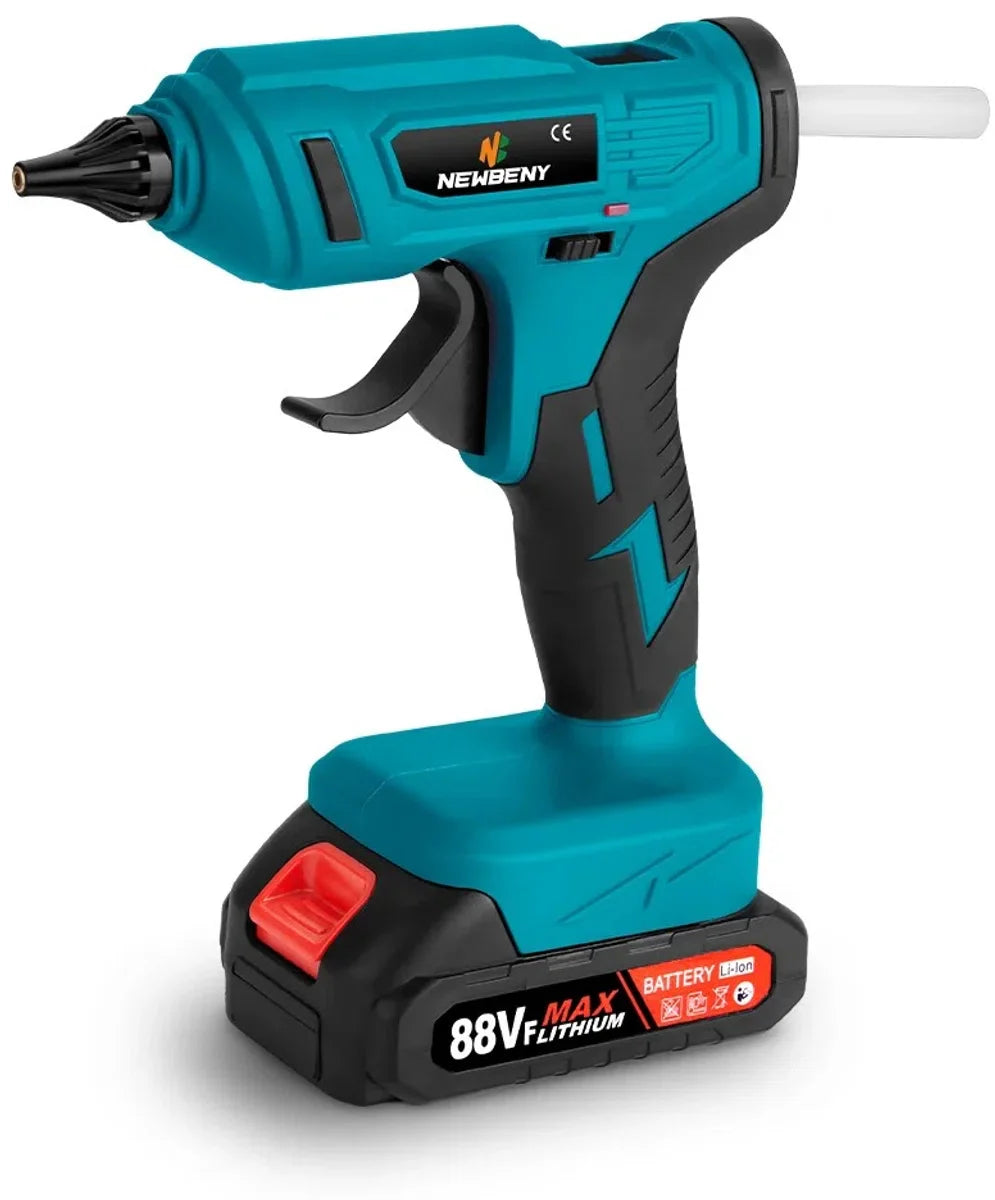 Cordless Glue Gun - Cordless - Includes 2 Batteries - Free 10 Glue Sticks - Suitable for Makita B series Power Tool Batteries 18V - 100WATT - Heats Up To 280 Degrees - 11mm Diameter - Blue
