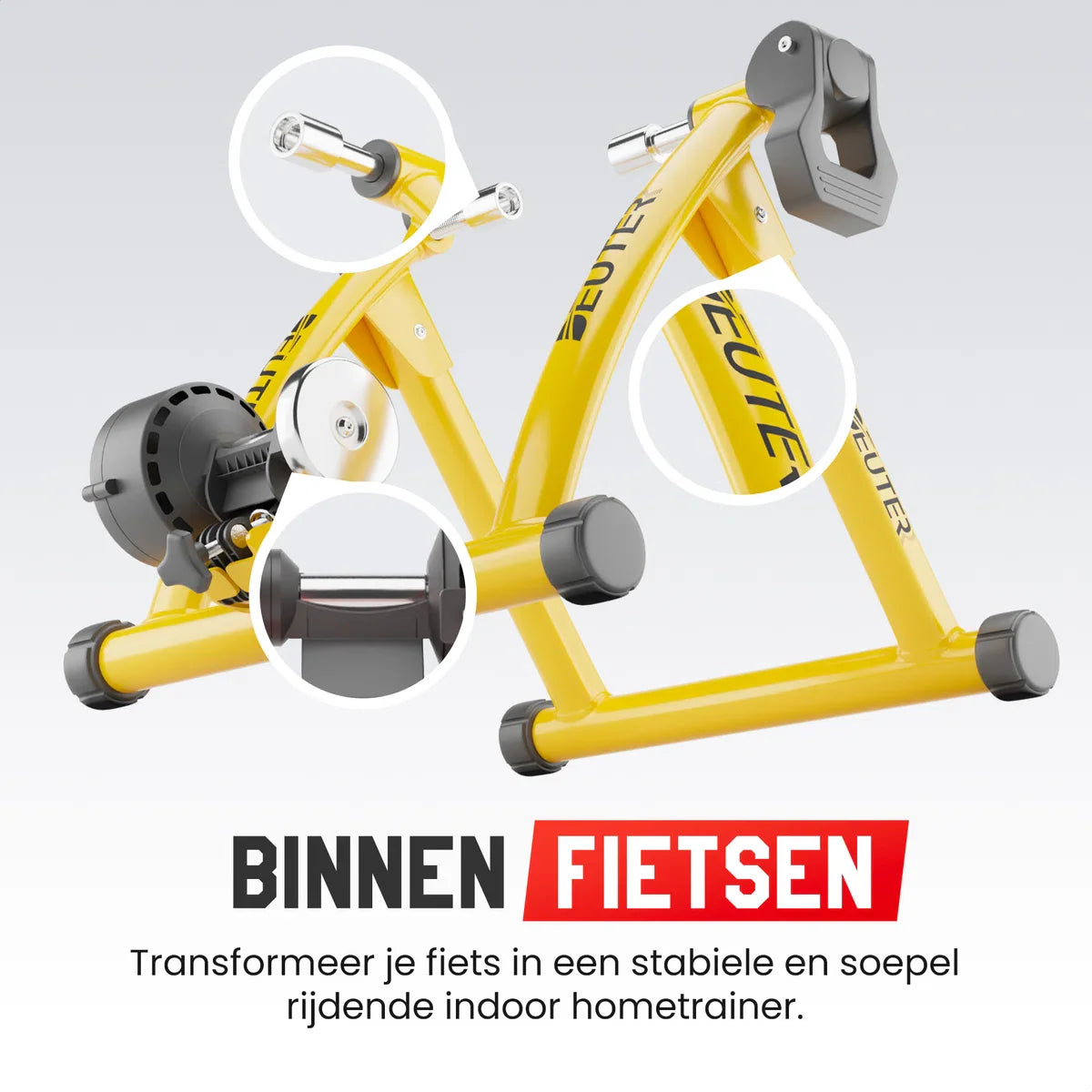 RYCE ® Fietstrainer - Indoor - Hometrainers - Rollenbank - Fietstrainers - Senioren - 26-28 inch wielen - 700C wielen - Geel