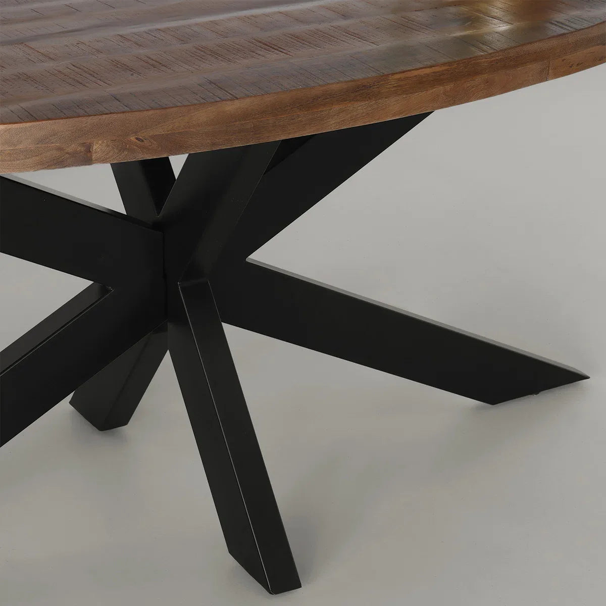 Eettafel ovaal mangohout 180cm James bruin - ovale industriële tafel duurzaam mango eetkamertafel