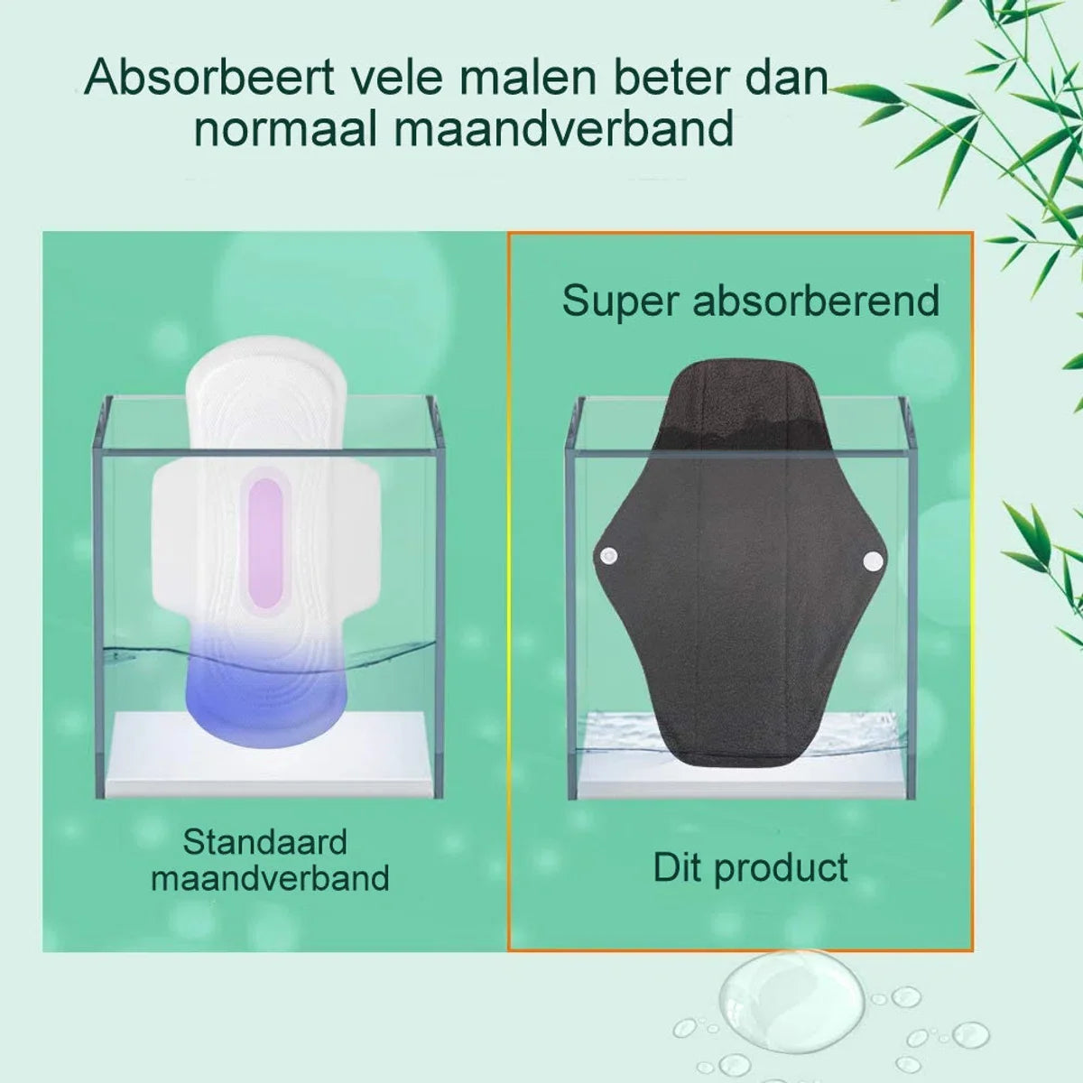green-goose Bamboevezel Wasbaar Herbruikbaar Maandverband - 10 Stuks - met 2 Waszakjes - Comfortabel met Vleugels en Drukknop - Inlegkruisjes - Zachte Bamboe Stof - Ecologisch - Duurzaam - Super absorberend - Dun - Comfortabel