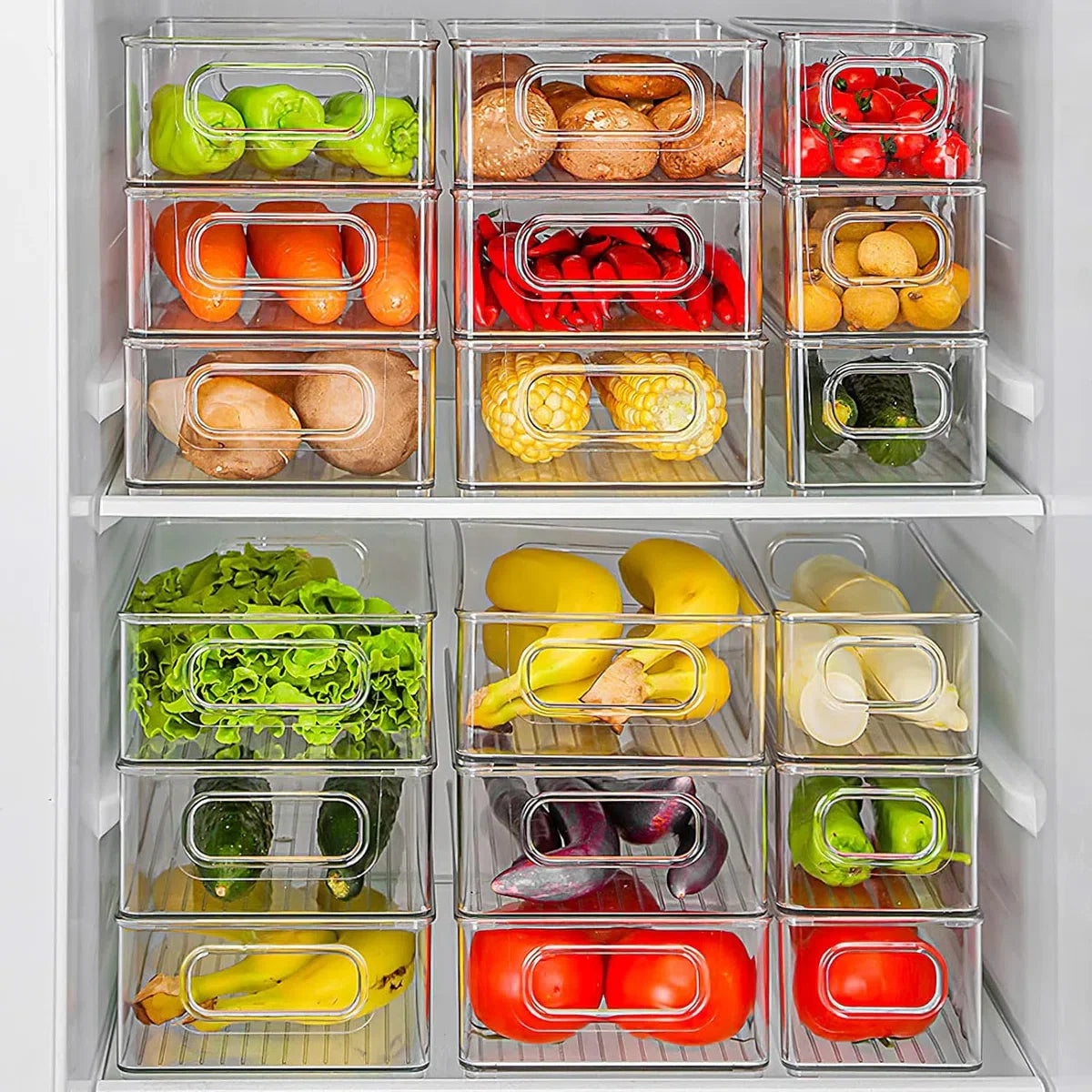 Opbergbakken Bijkeuken (Transparant) - Set Koelkast-organizer, 6 stuks
