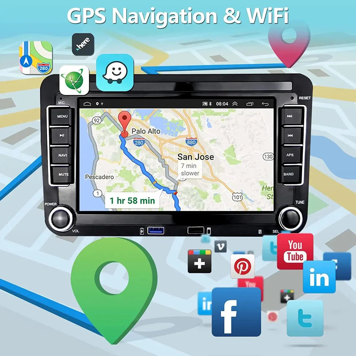 Multimedia Autoradio Android 13 Voor VW Polo/Golf/Seat/Skoda 2003-2015 2GB/32GB CarPlay/Auto/Wifi/RDS/GPS/DSP/5G/DAB+