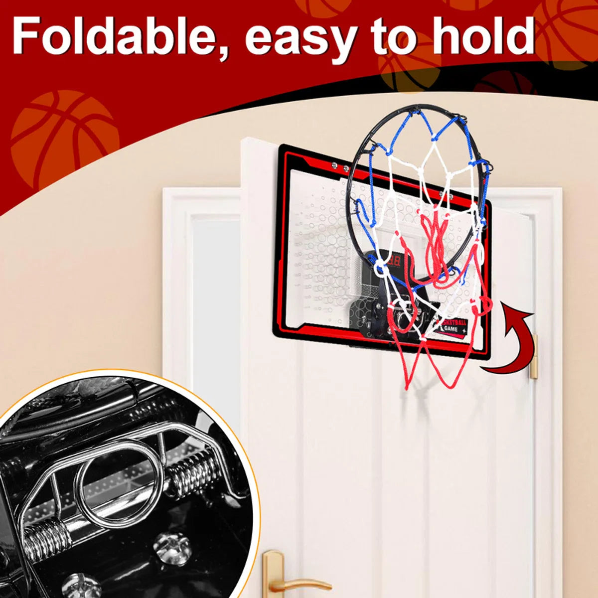 Mini Hoop - Basketbalring - Basketbal - LED Elektronische Teller Met Geluid - Basket - Over De Deur - Incl. 3 Ballen & Pomp