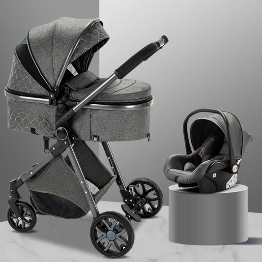 Luxe 3-in-1 Kinderwagen - Wandelwagen - Autostoeltje - Buggy - Opvouwbaar - Grijs - 0-36 Maanden