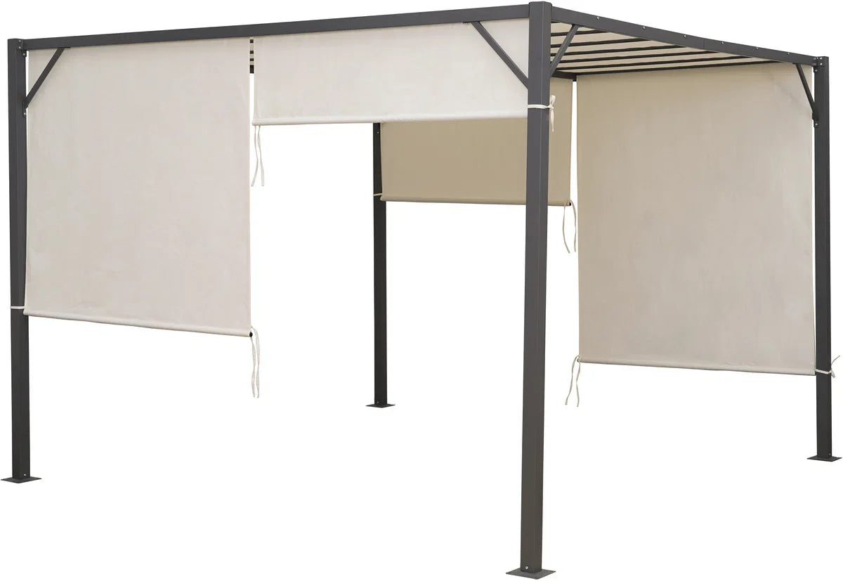 MaxxGarden Pergola - Partytent - Tuinpaviljoen met één gesloten zijkant - 3x3x2,3 m - Crème