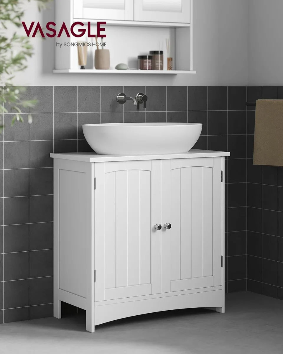 Washbasin Base Cabinet With Siphon Cut-out - Bathroom Washbasin Cabinet Siphon Storage Furniture Cabinet - White