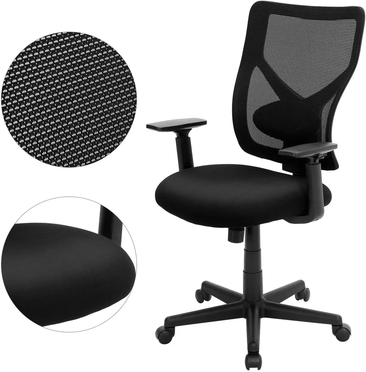 Acaza Office Chair for Adults - Office Chair with Wheels - Ergonomic Gaming Chair - Adjustable Armrests and Backrests - Black