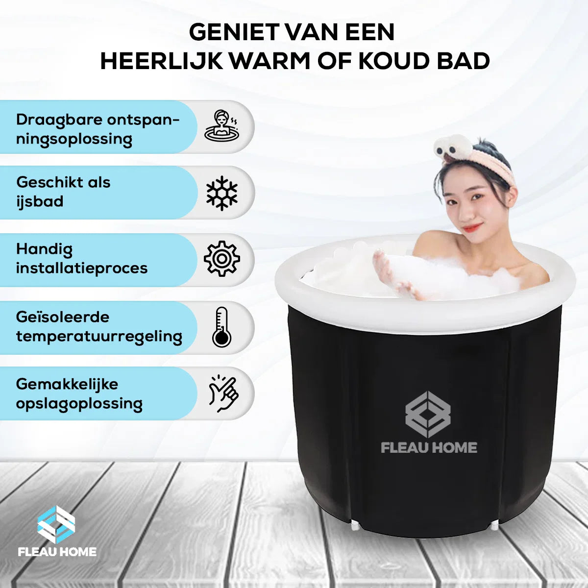 IJsbad XL - Zitbad met deksel & pomp - Ingebouwd zitkussen - Isolerend - Dompelbad - Opblaasbad - Bath Bucket - Ice Bath - Bad - Opblaasbaar - Wim Hof-methode